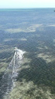 Zanzibar, Tanzanya - okyanus kıyısında dikey video uçurtmaları, yavaş çekim