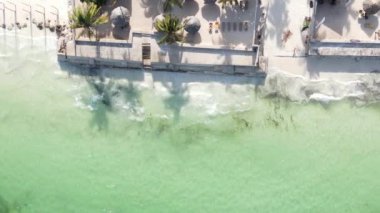 Zanzibar, Tanzanya - kıyıya yakın okyanusun dikey videosu, yavaş çekim