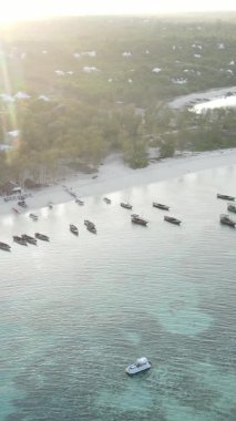 Zanzibar, Tanzanya - kıyıya yakın okyanusun dikey videosu, yavaş çekim