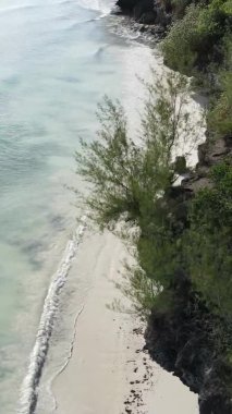 Zanzibar, Tanzania - vertical video of the ocean near the coast, slow motion
