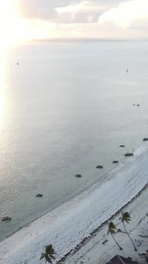 Zanzibar, Tanzanya - kıyıya yakın okyanusun dikey videosu, yavaş çekim