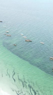 Zanzibar, Tanzanya - kıyıya yakın okyanusun dikey videosu, yavaş çekim