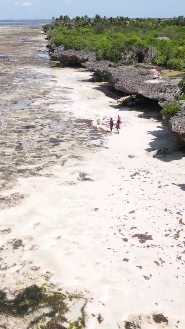 Zanzibar Τανζανία Κάθετο Βίντεο Του Ωκεανού Κοντά Στην Ακτή Αργή — Αρχείο Βίντεο