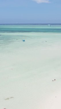 Zanzibar, Tanzanya - kıyıya yakın okyanusta alçak gelgitin dikey videosu, yavaş çekim