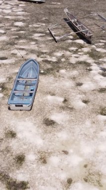 Zanzibar, Tanzanya - kıyıya yakın okyanusta alçak gelgitin dikey videosu, yavaş çekim