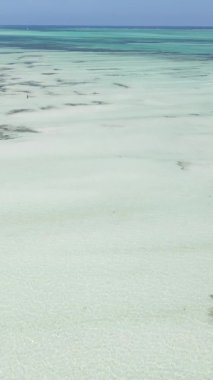 Zanzibar, Tanzanya - kıyıya yakın okyanusta alçak gelgitin dikey videosu, yavaş çekim