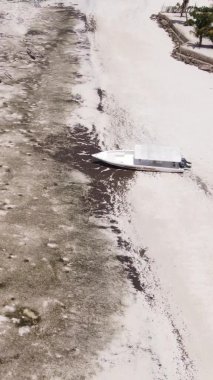 Zanzibar, Tanzanya - kıyıya yakın okyanusta alçak gelgitin dikey videosu, yavaş çekim