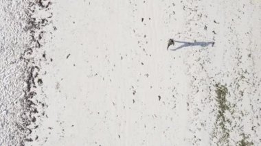 Zanzibar, Tanzanya - Sahilde futbol oynayan dikey videocular, yavaş çekim