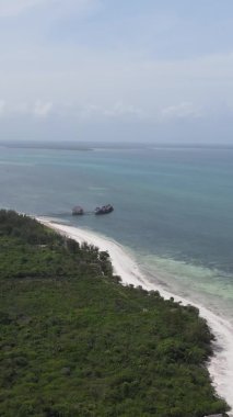 Zanzibar, Tanzanya - adanın kıyıları çalılıklarla kaplı, yavaş çekim