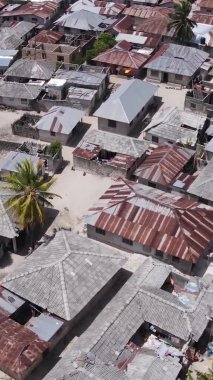 Zanzibar, Tanzanya - Tropik adada evler, yavaş çekim