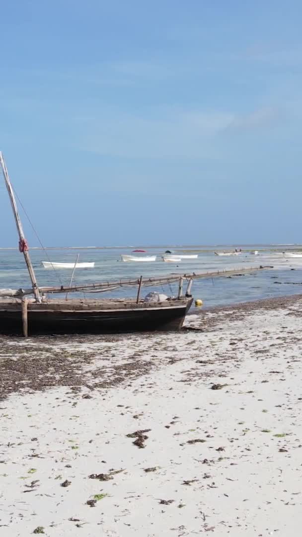 Sansibar Tansania Vertikales Video Von Ebbe Meer Küstennähe Zeitlupe — Stockvideo