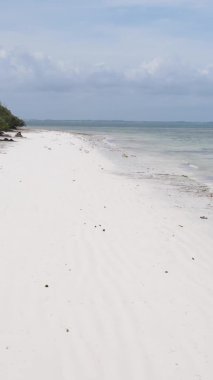 Zanzibar, Tanzanya - kıyıya yakın okyanusta alçak gelgitin dikey videosu, yavaş çekim