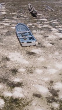 Zanzibar, Tanzanya - kıyıya yakın okyanusta alçak gelgitin dikey videosu, yavaş çekim