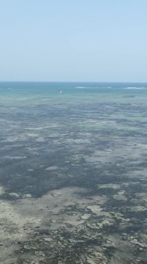 Zanzibar, Tanzanya - kıyıya yakın okyanusta alçak gelgitin dikey videosu, yavaş çekim