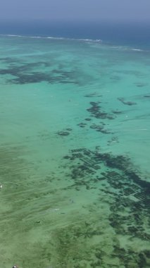 Zanzibar, Tanzanya - kıyıya yakın okyanusun dikey videosu, yavaş çekim