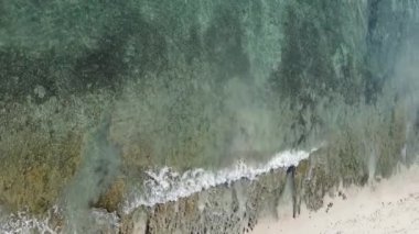 Zanzibar, Tanzanya - kıyıya yakın okyanusun dikey videosu, yavaş çekim