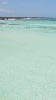 Zanzibar, Tanzanya - kıyıya yakın okyanusun dikey videosu, yavaş çekim