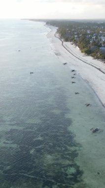 Zanzibar, Tanzania - vertical video of the ocean near the coast, slow motion
