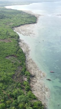 Zanzibar, Tanzanya - kıyıya yakın okyanusun dikey videosu, yavaş çekim