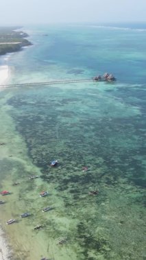 Zanzibar, Tanzanya - kıyıya yakın okyanusun dikey videosu, yavaş çekim