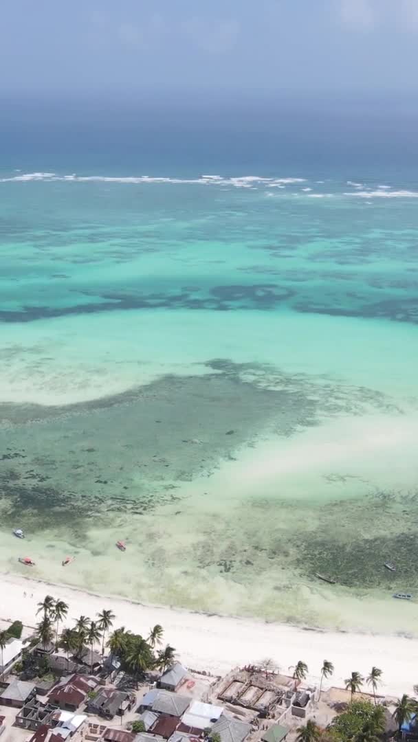 Zanzibar Tanzania Pionowe Wideo Oceanu Pobliżu Wybrzeża Zwolnione Tempo — Wideo stockowe