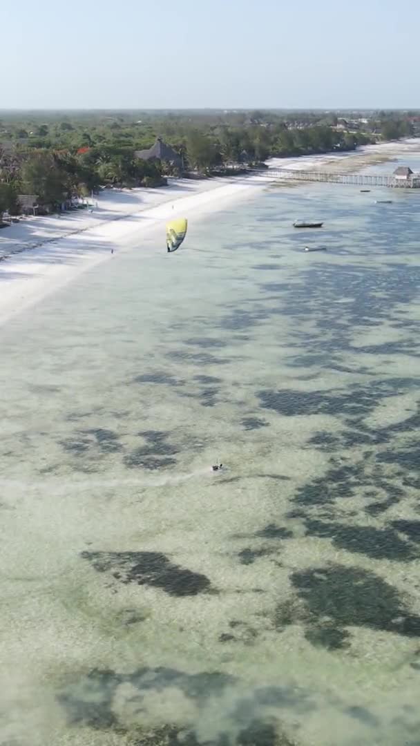 Zanzibar Tanzania Vertical Video Ocean Coast Slow Motion — стоковое видео