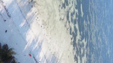 Zanzibar, Tanzanya - kıyıya yakın okyanusun dikey videosu, yavaş çekim