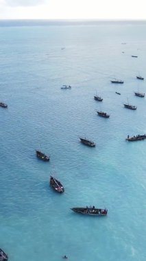 Zanzibar, Tanzanya - kıyıya yakın okyanusun dikey videosu, yavaş çekim