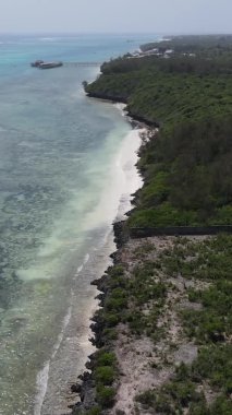 Zanzibar, Tanzanya - kıyıya yakın okyanusun dikey videosu, yavaş çekim