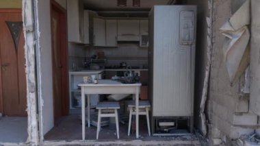 Ukrayna, Borodyanka - yıkılmış konut binası