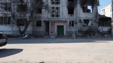 Ukrayna, Borodyanka - yıkılmış konut binası