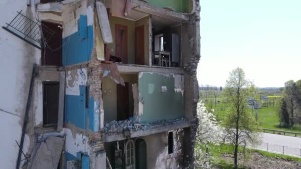 Edificio Residencial Destruido Borodyanka Región Kiev Ucrania — Vídeos de Stock