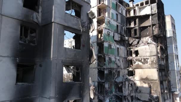 Edifício Residencial Destruído Borodyanka Região Kiev Ucrânia — Vídeo de Stock