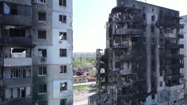 Edificio Residencial Destruido Borodyanka Región Kiev Ucrania — Vídeo de stock