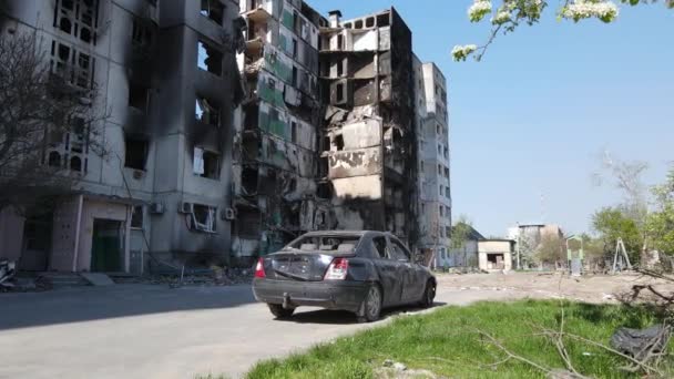 Bâtiment Résidentiel Détruit Borodyanka Région Kiev Ukraine — Video