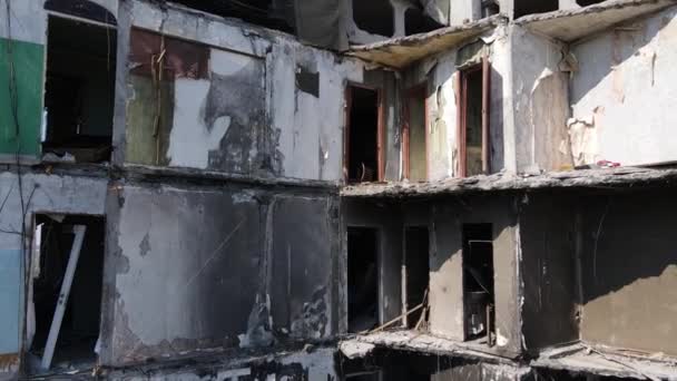 Ucrania Borodyanka Edificio Residencial Destruido — Vídeos de Stock