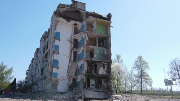 Ucrania Borodyanka Edificio Residencial Destruido — Vídeos de Stock