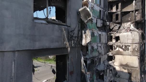 Ucrania Borodyanka Edificio Residencial Destruido — Vídeos de Stock