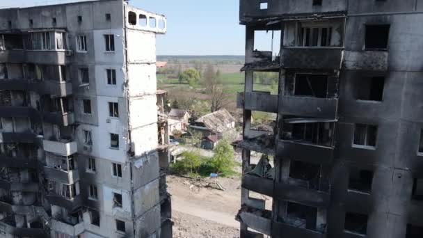 Ukraine Borodyanka Bâtiment Résidentiel Détruit — Video