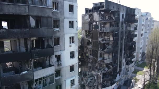 Ucraina Borodyanka Edificio Residenziale Distrutto — Video Stock