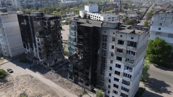 Ukraine Borodyanka Bâtiment Résidentiel Détruit — Video