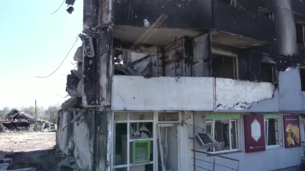Consequências Guerra Edifício Residencial Ruínas Borodyanka Ucrânia — Vídeo de Stock