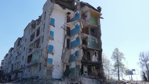 Consequences War Ruined Residential Building Borodyanka Ukraine — Stock Video