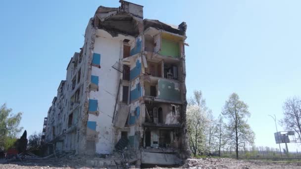 Consecuencias Guerra Edificio Residencial Ruinas Borodyanka Ucrania — Vídeos de Stock