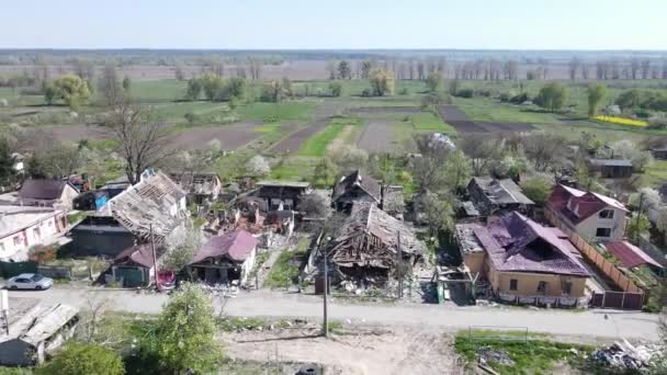 Consequências Guerra Edifício Residencial Ruínas Borodyanka Ucrânia — Vídeo de Stock