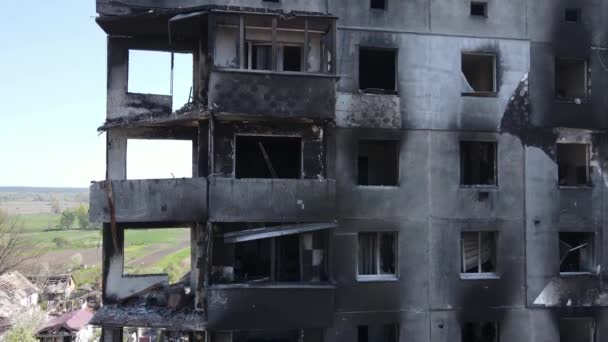 Důsledky Války Zničená Obytná Budova Borodyance Ukrajina — Stock video