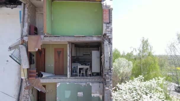 Ruined Residential Building Borodyanka Kyiv Region Ukraine — Stock Video