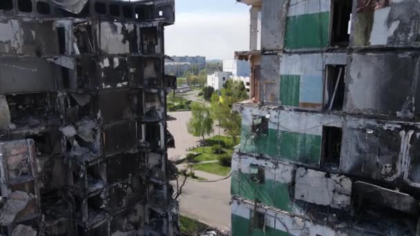 Bâtiment Résidentiel Ruine Borodyanka Région Kiev Ukraine — Video
