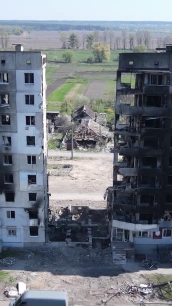 Clădire Rezidențială Ruinată Borodyanka Regiunea Kiev Ucraina — Videoclip de stoc
