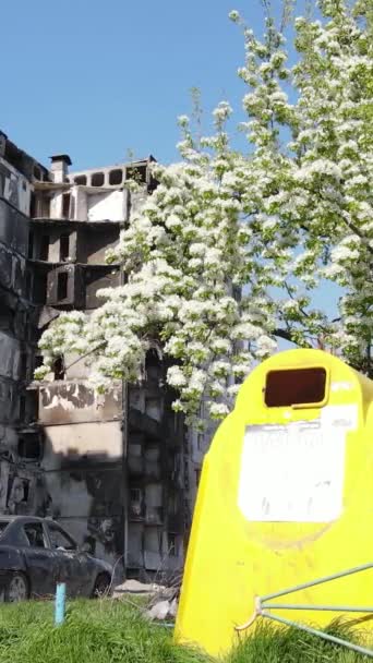 Förstört Bostadshus Borodyanka Kiev Regionen Ukraina — Stockvideo